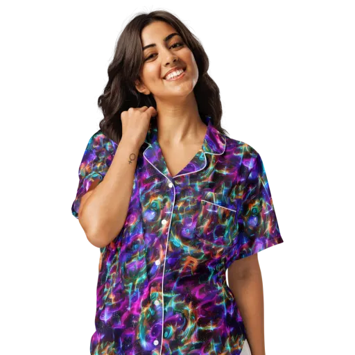 Magenta Mirage on a Women's Short Sleeve Pajama Top