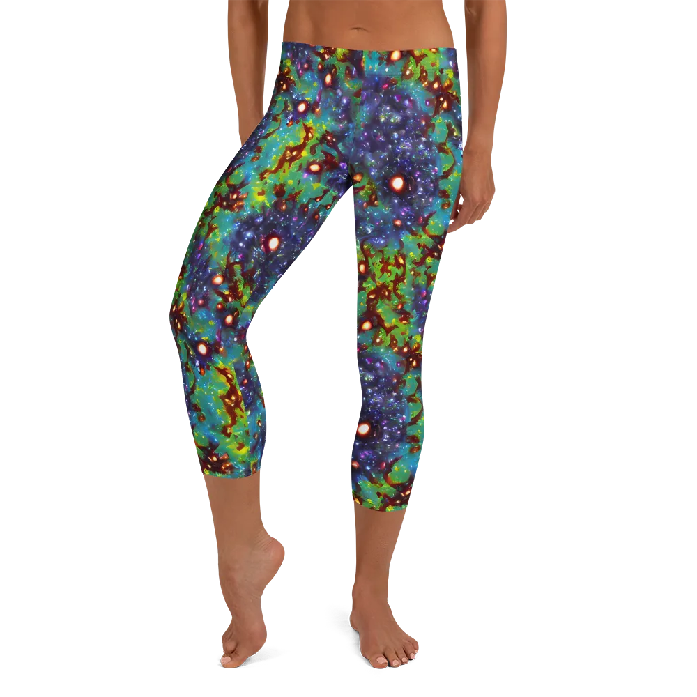 Bioluminescent Wilds on Capri Leggings — Front