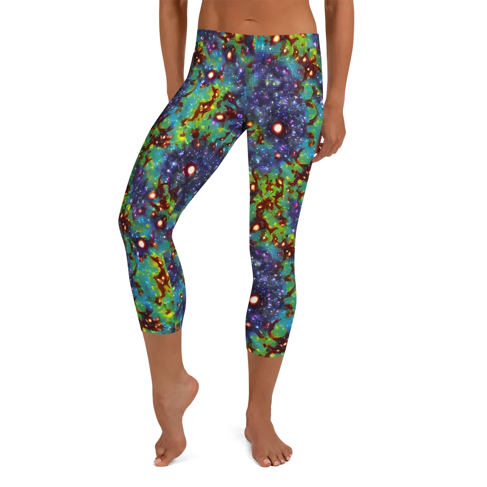 Bioluminescent Wilds on Capri Leggings — Front