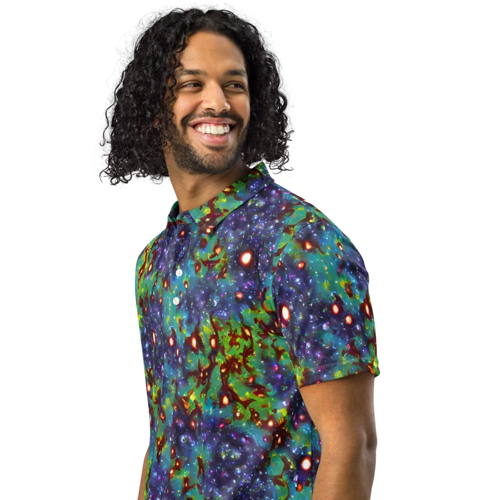 Bioluminescent Wilds on Men's Slim Fit Polo Shirt — Left Front