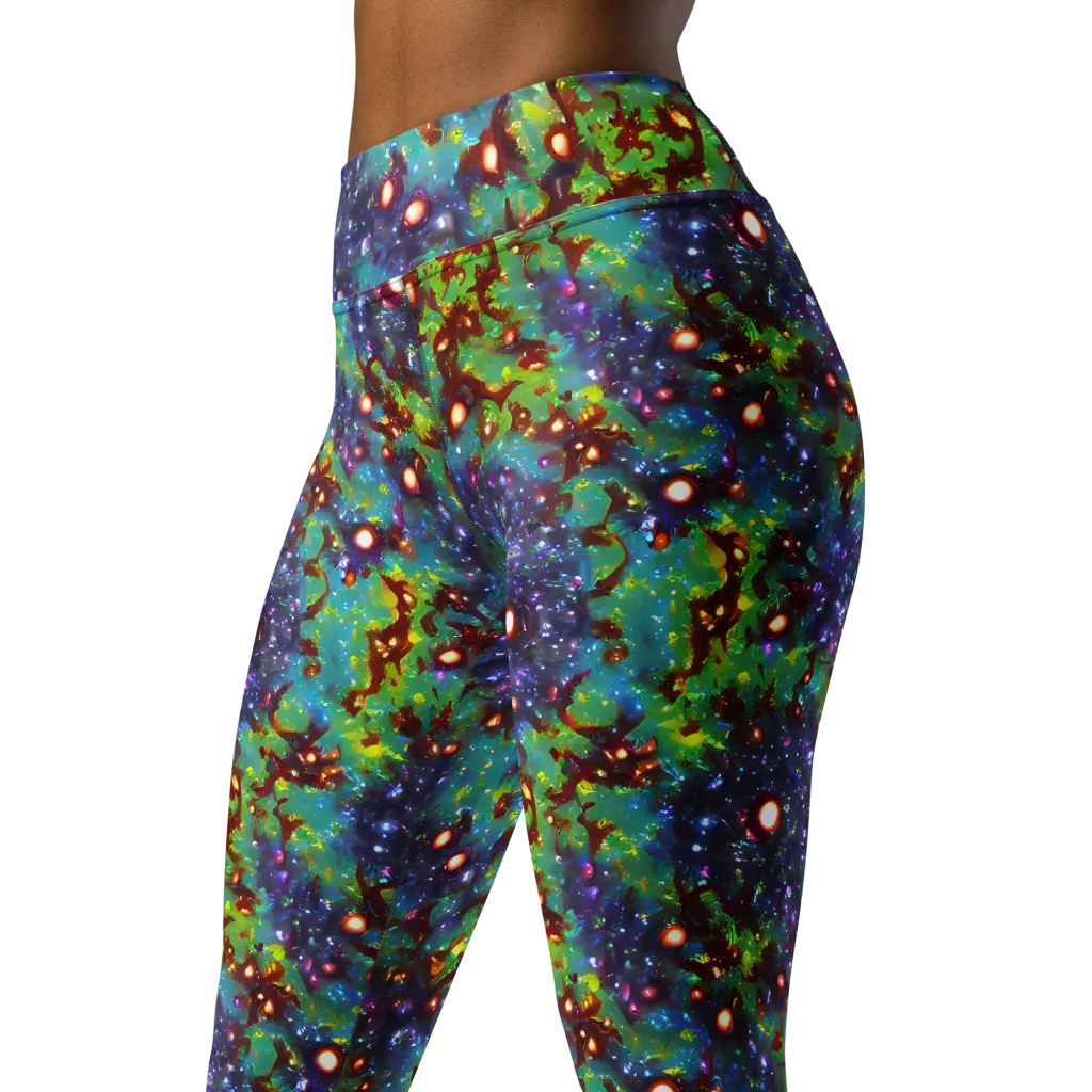 Bioluminescent Wilds on Yoga Leggings — Left Front