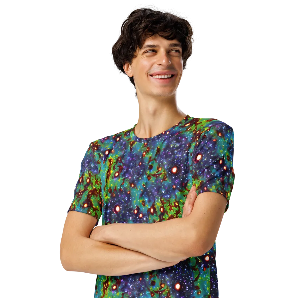 Bioluminescent Wilds on Men's Crew Neck T-Shirt — Left Front