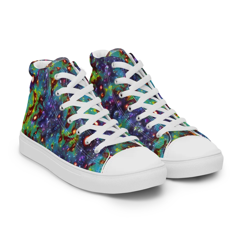 Bioluminescent Wilds on Men's High Top Canvas Shoes — Right Front