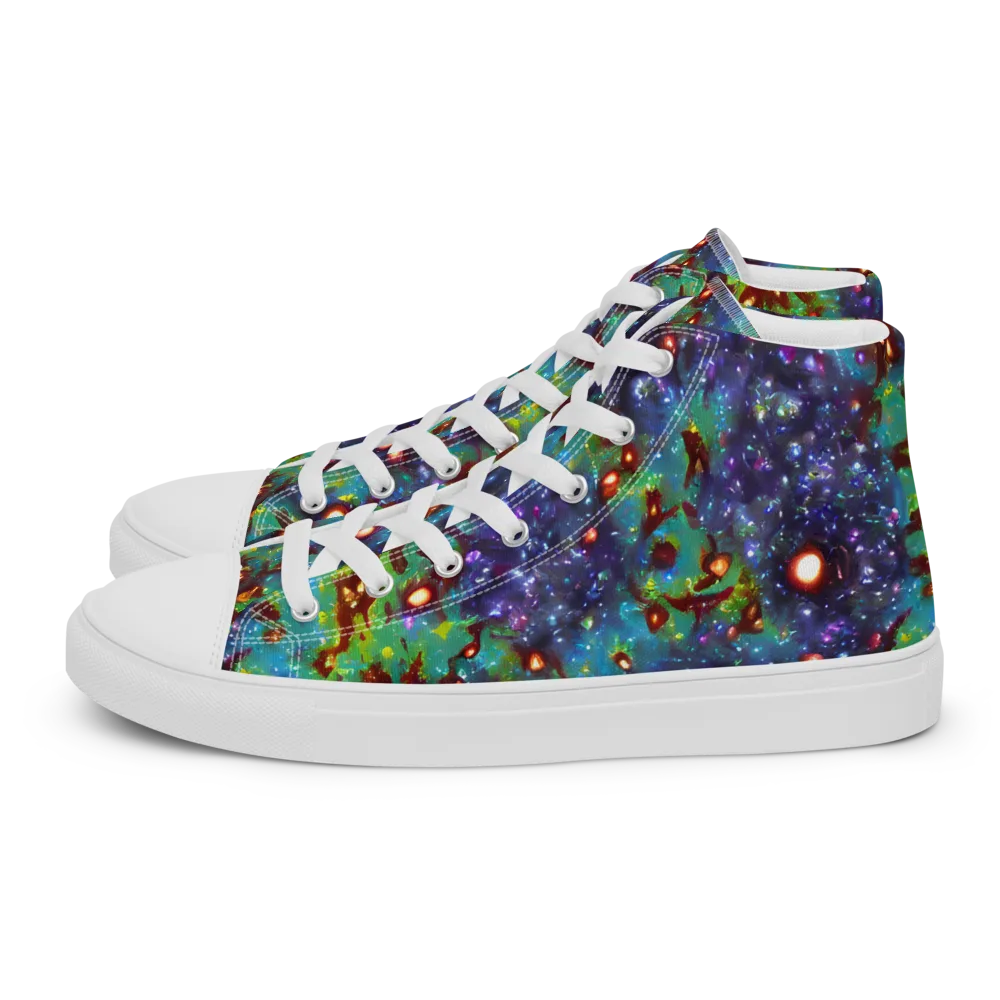 Bioluminescent Wilds on Men's High Top Canvas Shoes — Left