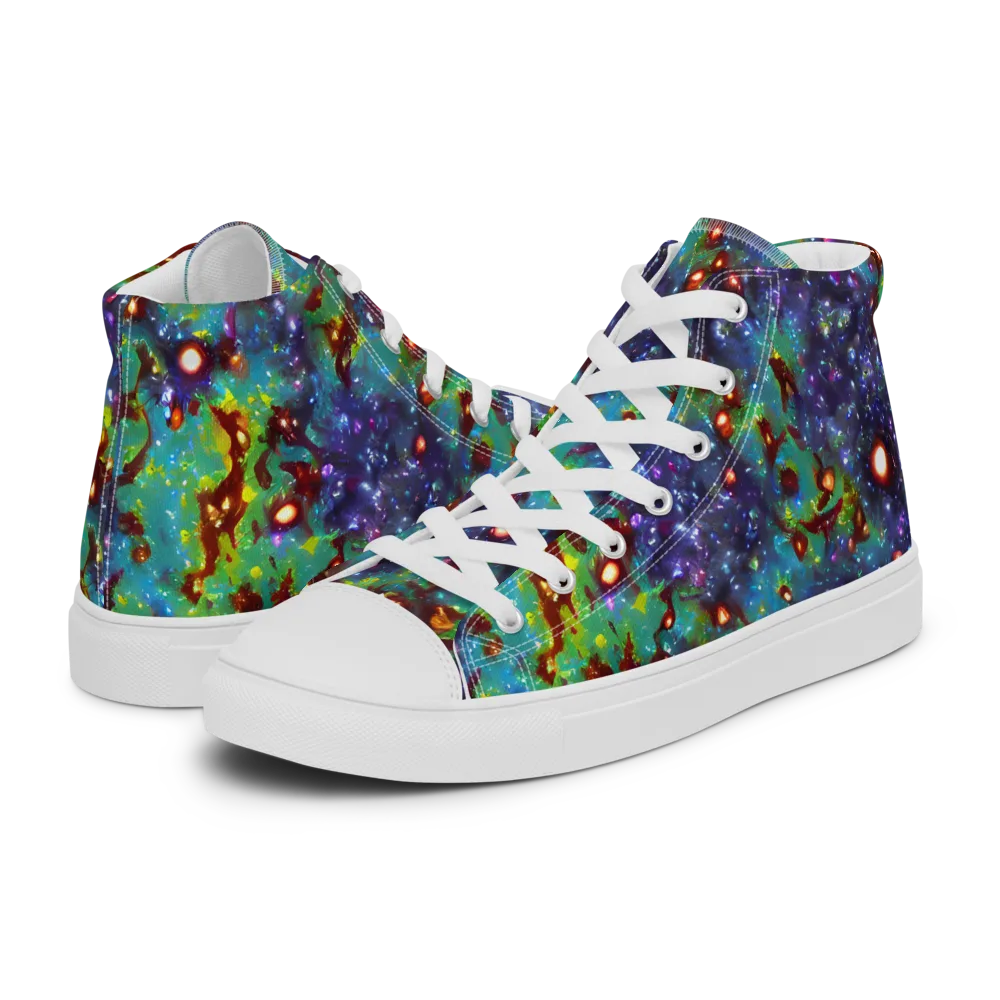 Bioluminescent Wilds on Men's High Top Canvas Shoes — Left