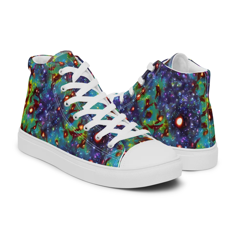 Bioluminescent Wilds on Men's High Top Canvas Shoes — Right