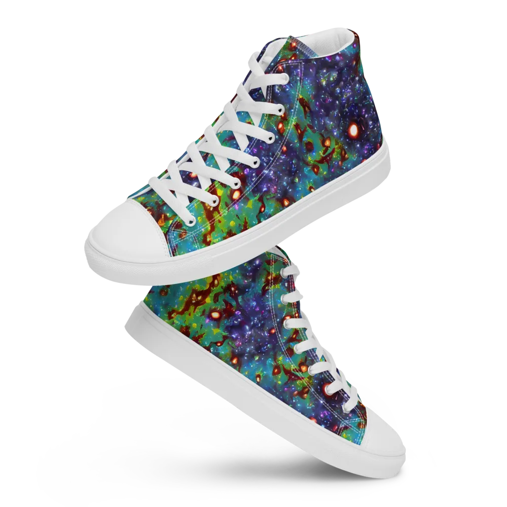 Bioluminescent Wilds on Men's High Top Canvas Shoes — Front