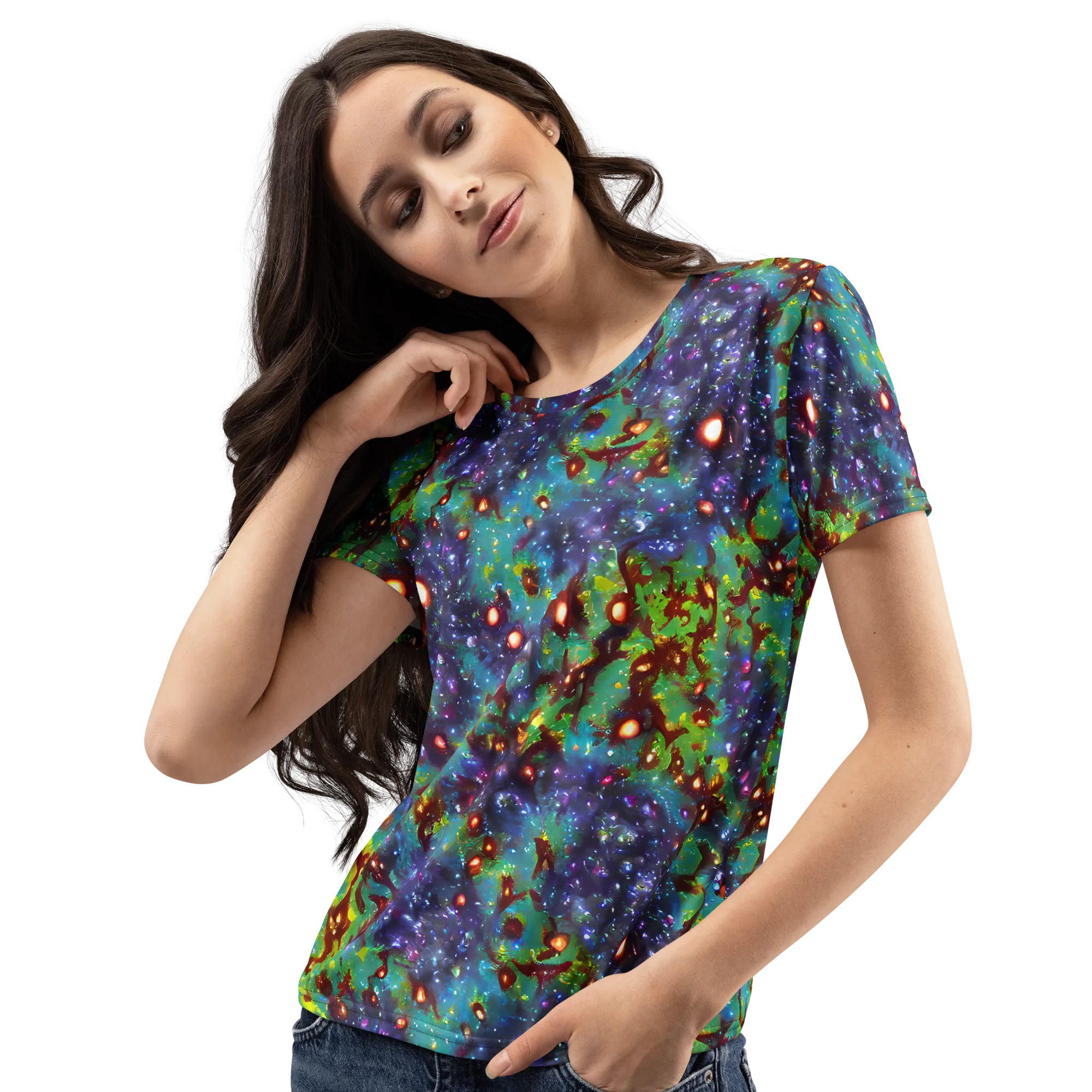 Bioluminescent Wilds on Women's Crew Neck T-Shirt — Left Front