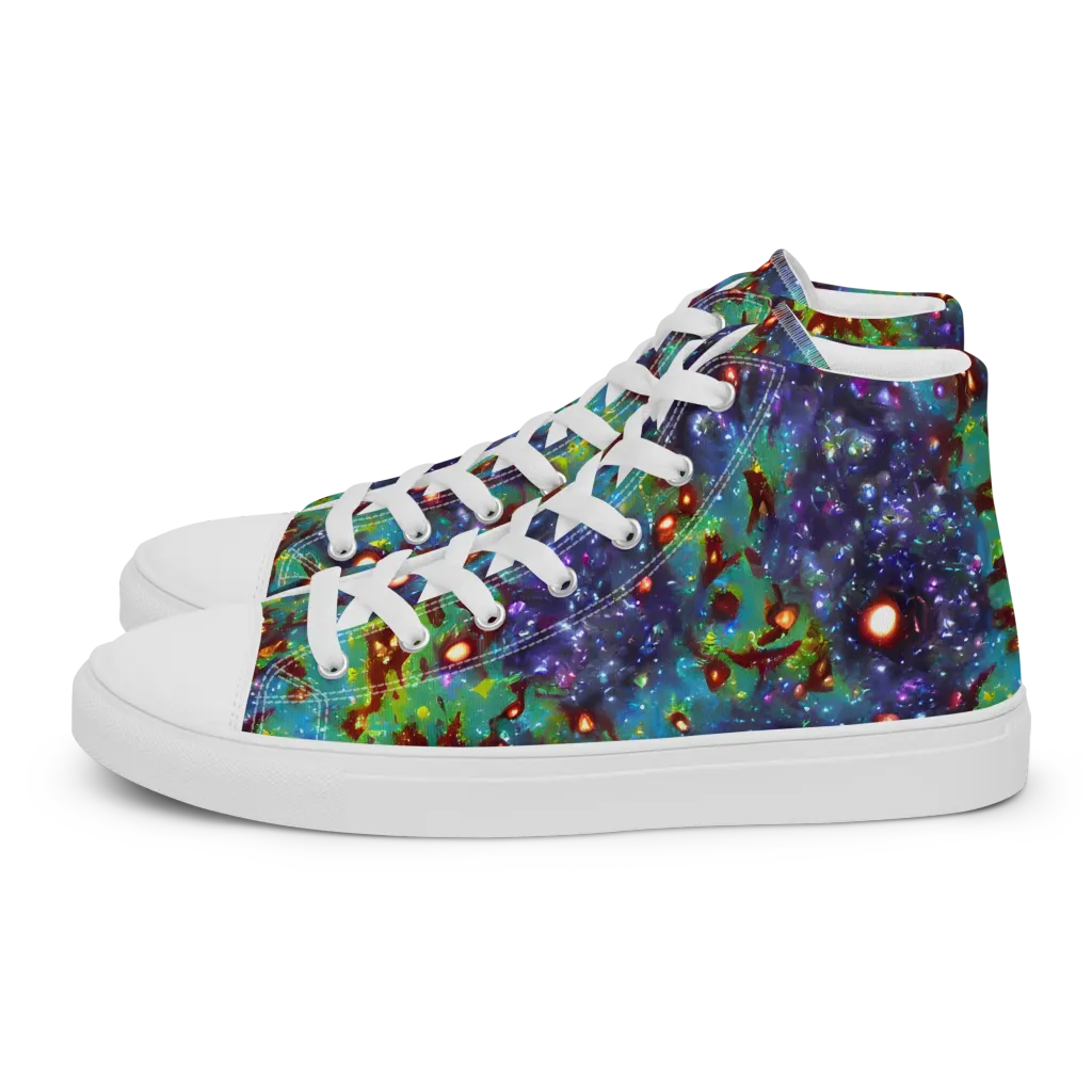 Bioluminescent Wilds on Women's High Top Canvas Shoes — Left
