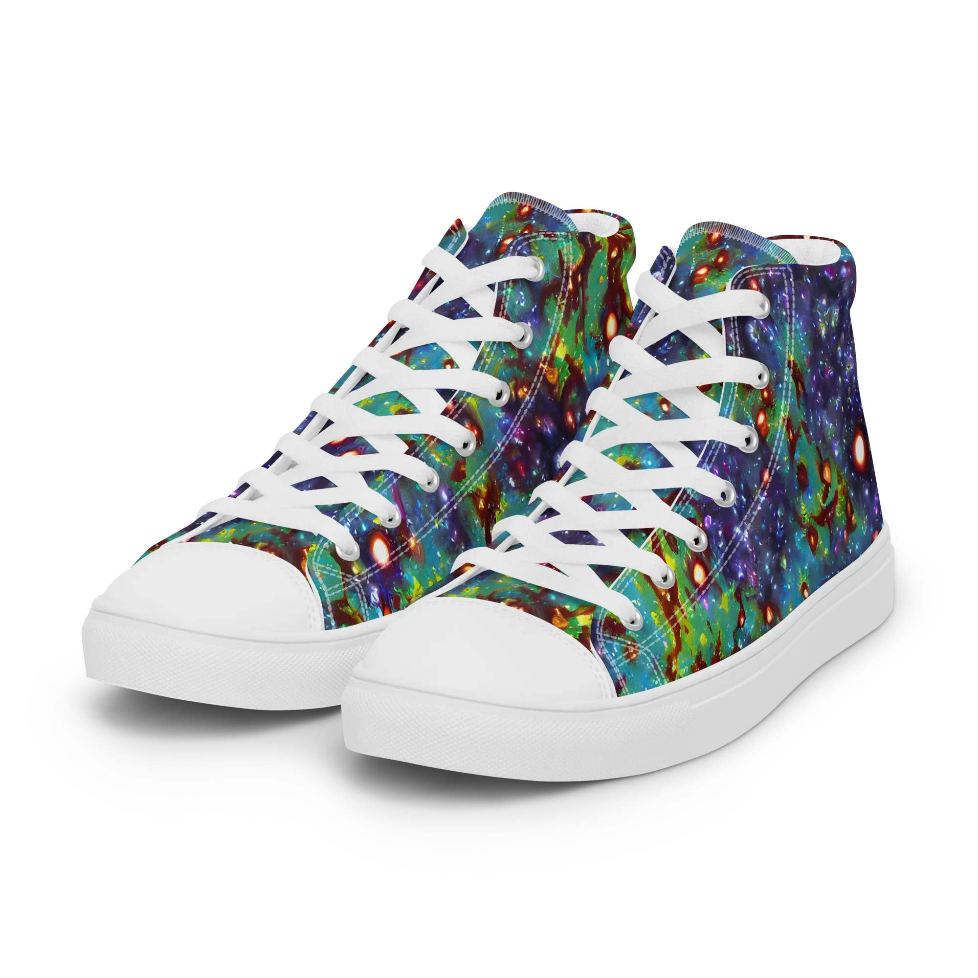 Bioluminescent Wilds on Women's High Top Canvas Shoes — Left Front