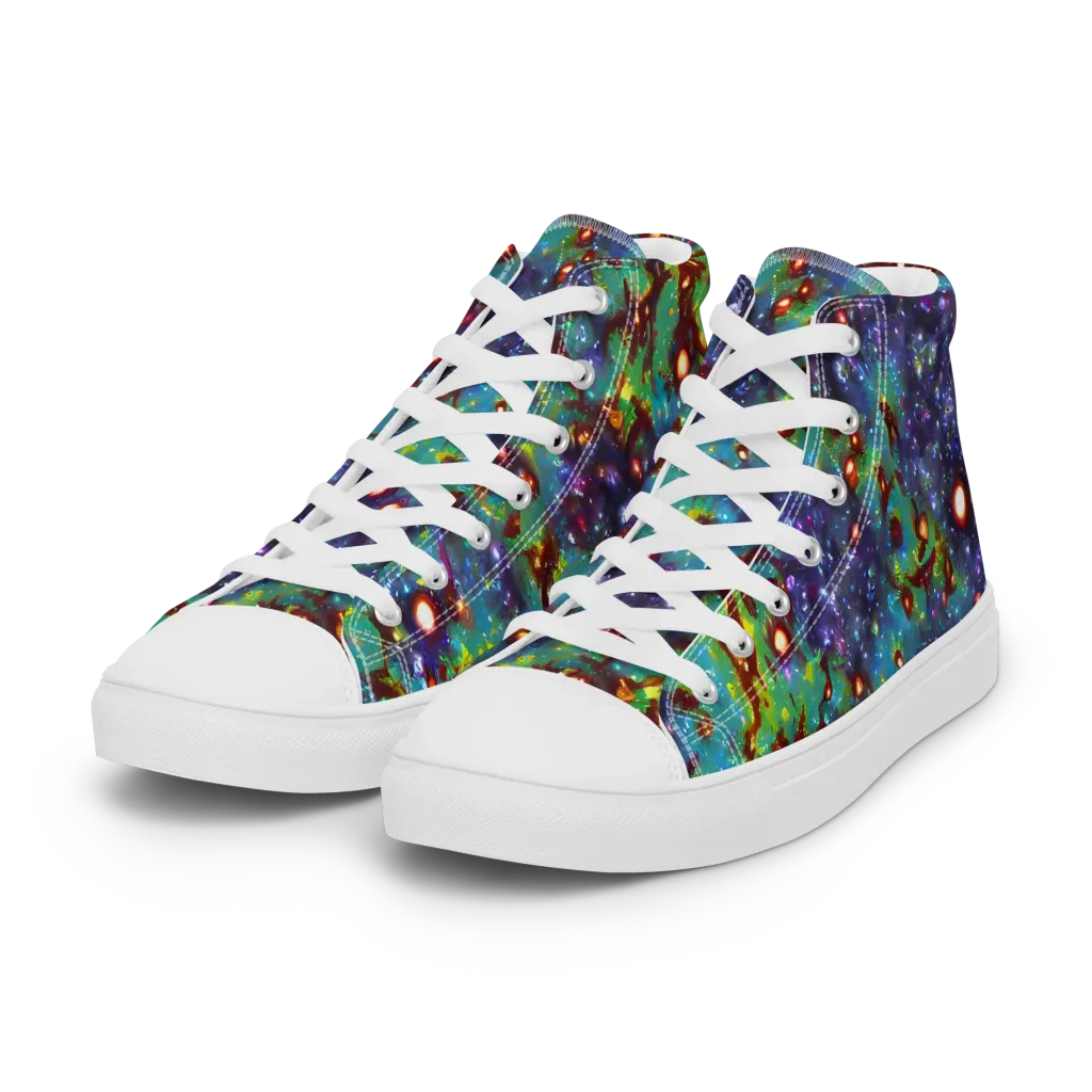 Bioluminescent Wilds on Women's High Top Canvas Shoes — Left Front