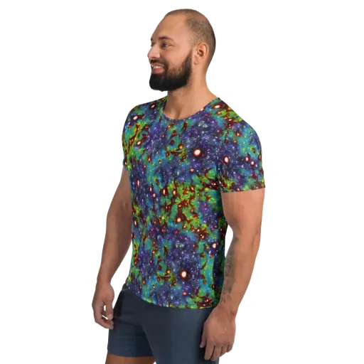 Bioluminescent Wilds on a Men's Athletic T-Shirt