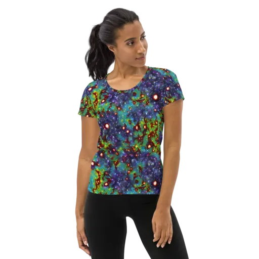 Bioluminescent Wilds on a Women's Athletic T-Shirt