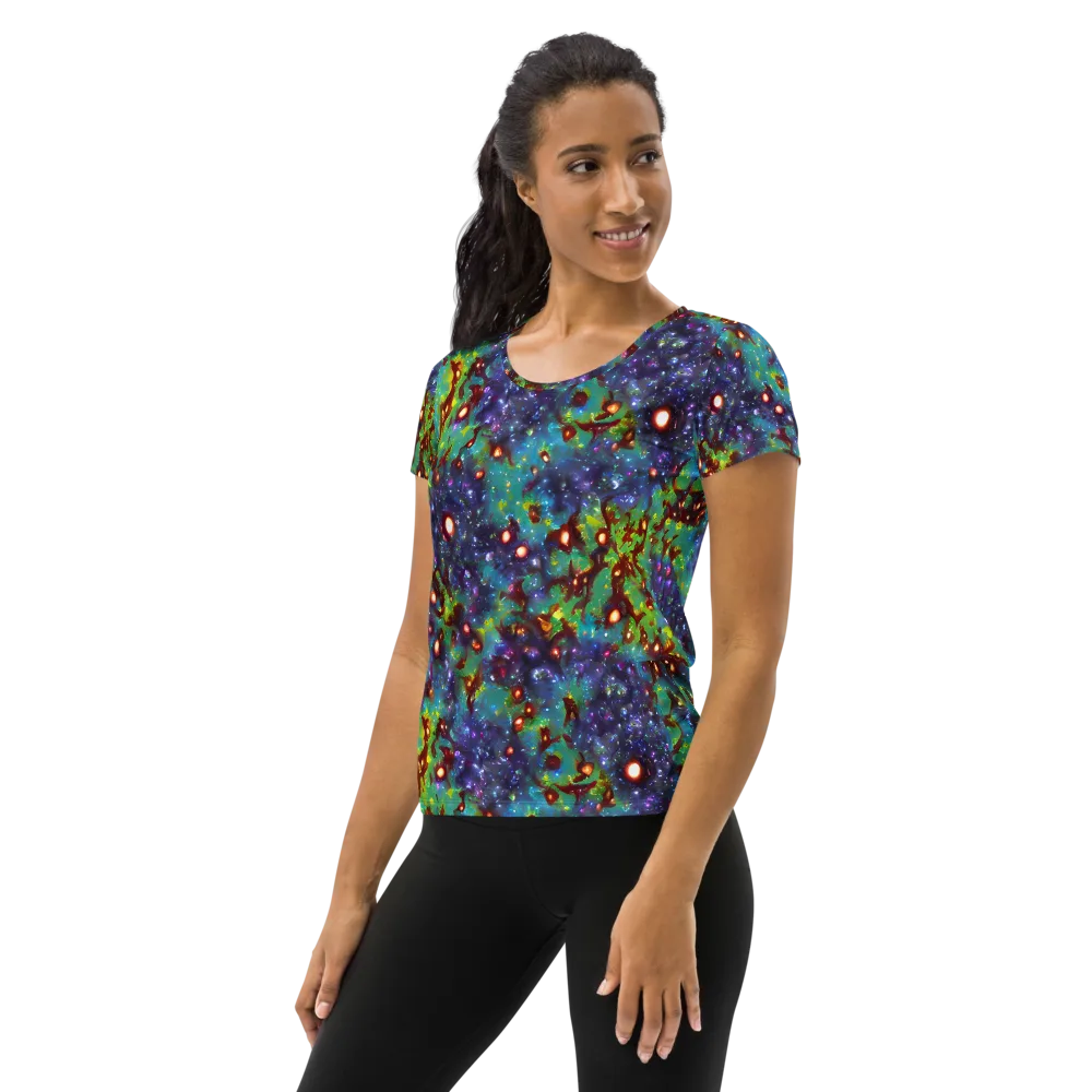 Bioluminescent Wilds on Women's Athletic T-Shirt — Left