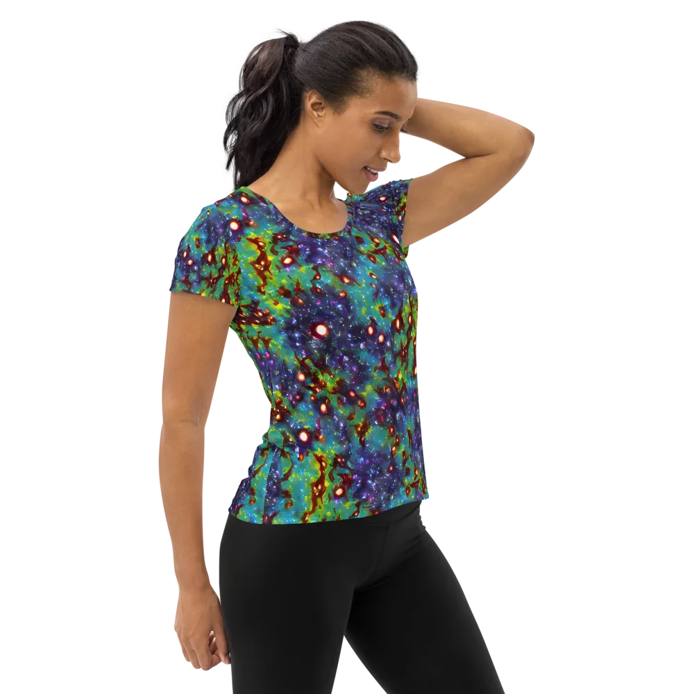 Bioluminescent Wilds on Women's Athletic T-Shirt — Right