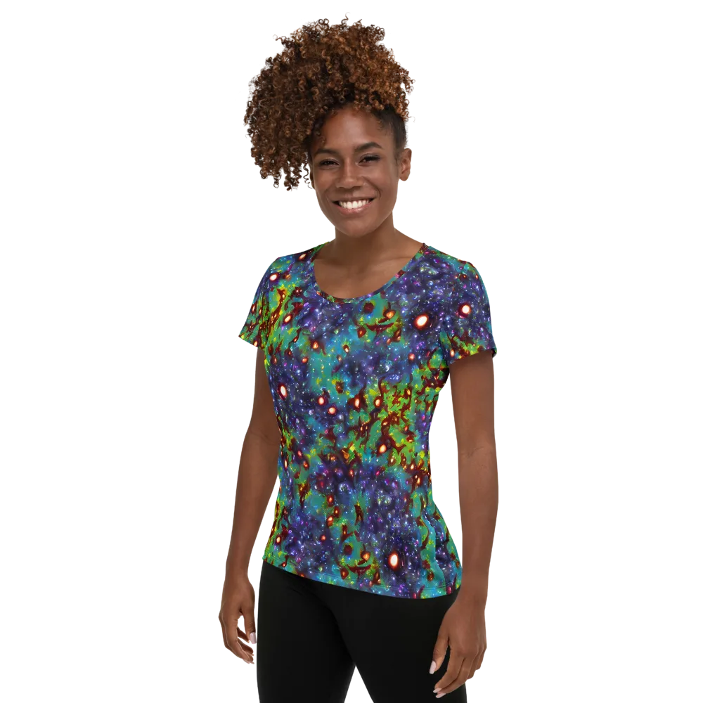 Bioluminescent Wilds on Women's Athletic T-Shirt — Left
