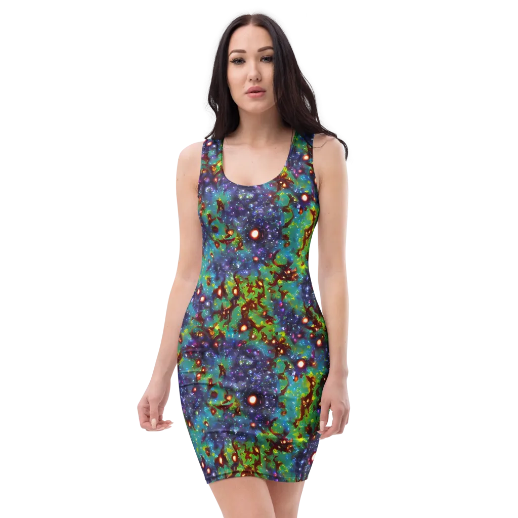 Bioluminescent Wilds on Bodycon Dress — Front