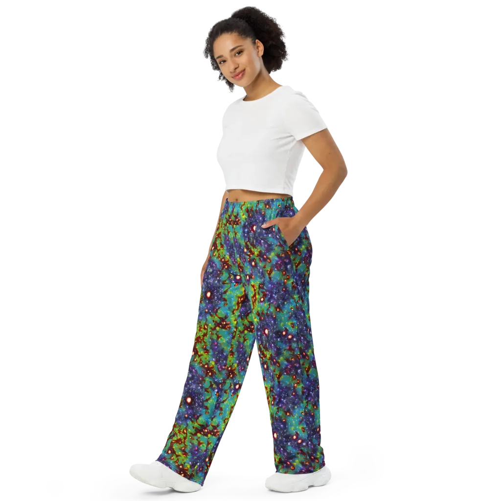 Bioluminescent Wilds on Wide-Leg Pants — Left Front