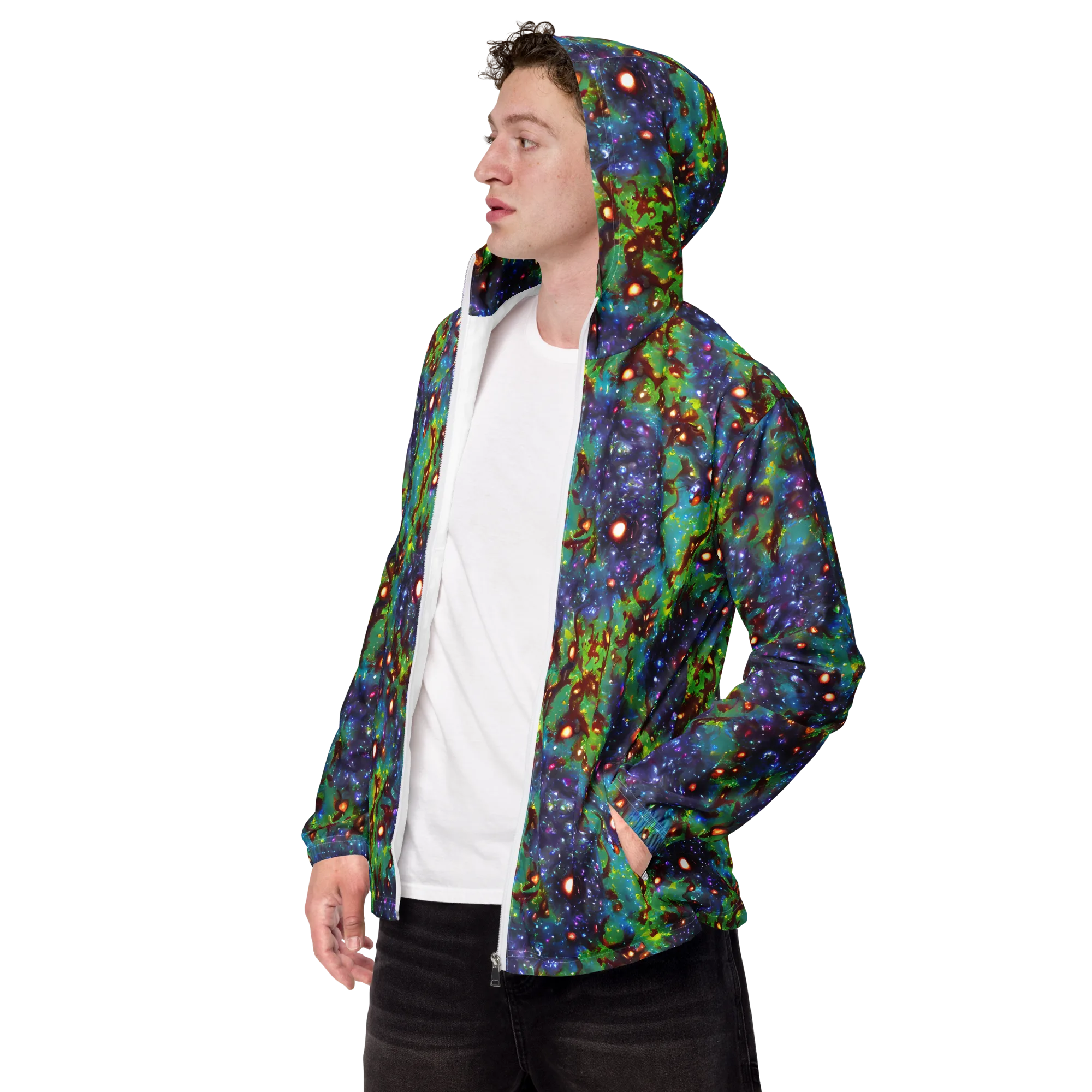 Bioluminescent Wilds on Men's Windbreaker — Left Front