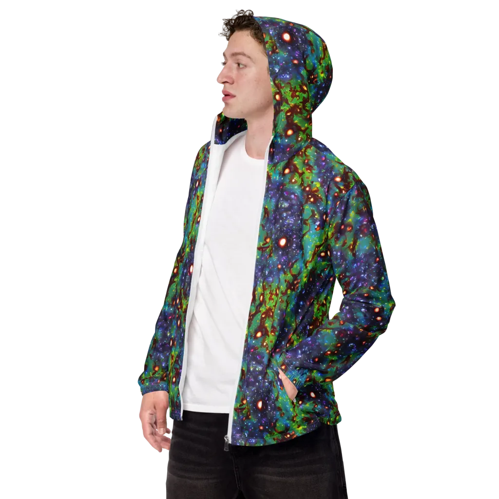 Bioluminescent Wilds on Men's Windbreaker — Left Front