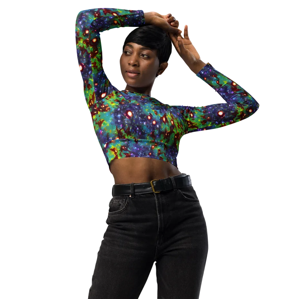 Bioluminescent Wilds on Long Sleeve Crop Top — Front