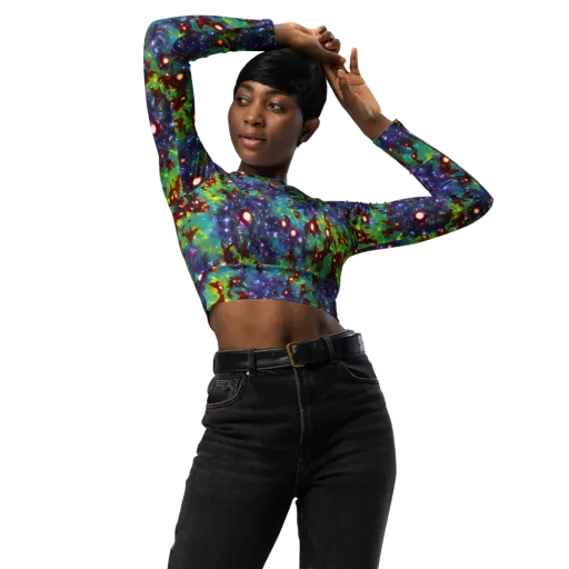 Bioluminescent Wilds on a Long Sleeve Crop Top