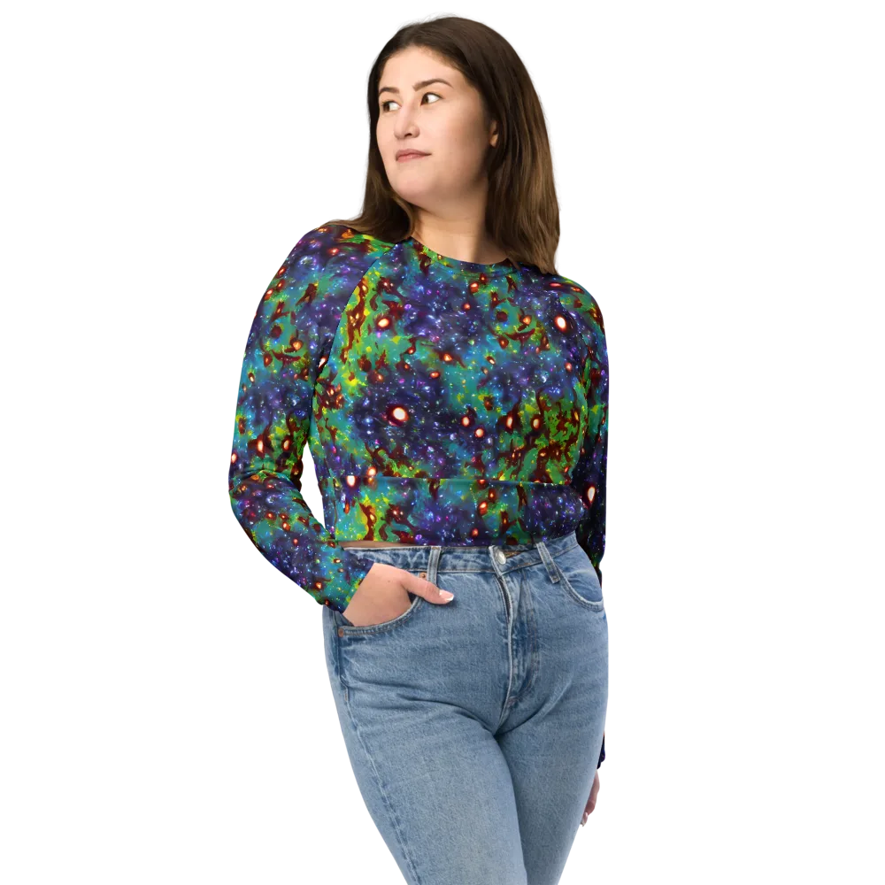 Bioluminescent Wilds on Long Sleeve Crop Top — Front