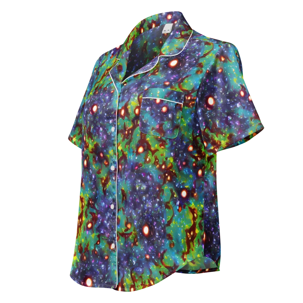Bioluminescent Wilds on Women's Short Sleeve Pajama Top — Left Front