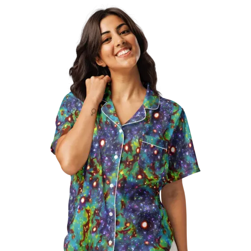 Bioluminescent Wilds on a Women's Short Sleeve Pajama Top