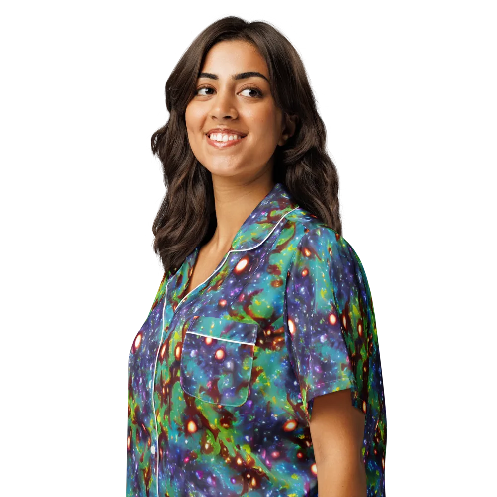 Bioluminescent Wilds on Women's Short Sleeve Pajama Top — Left Front