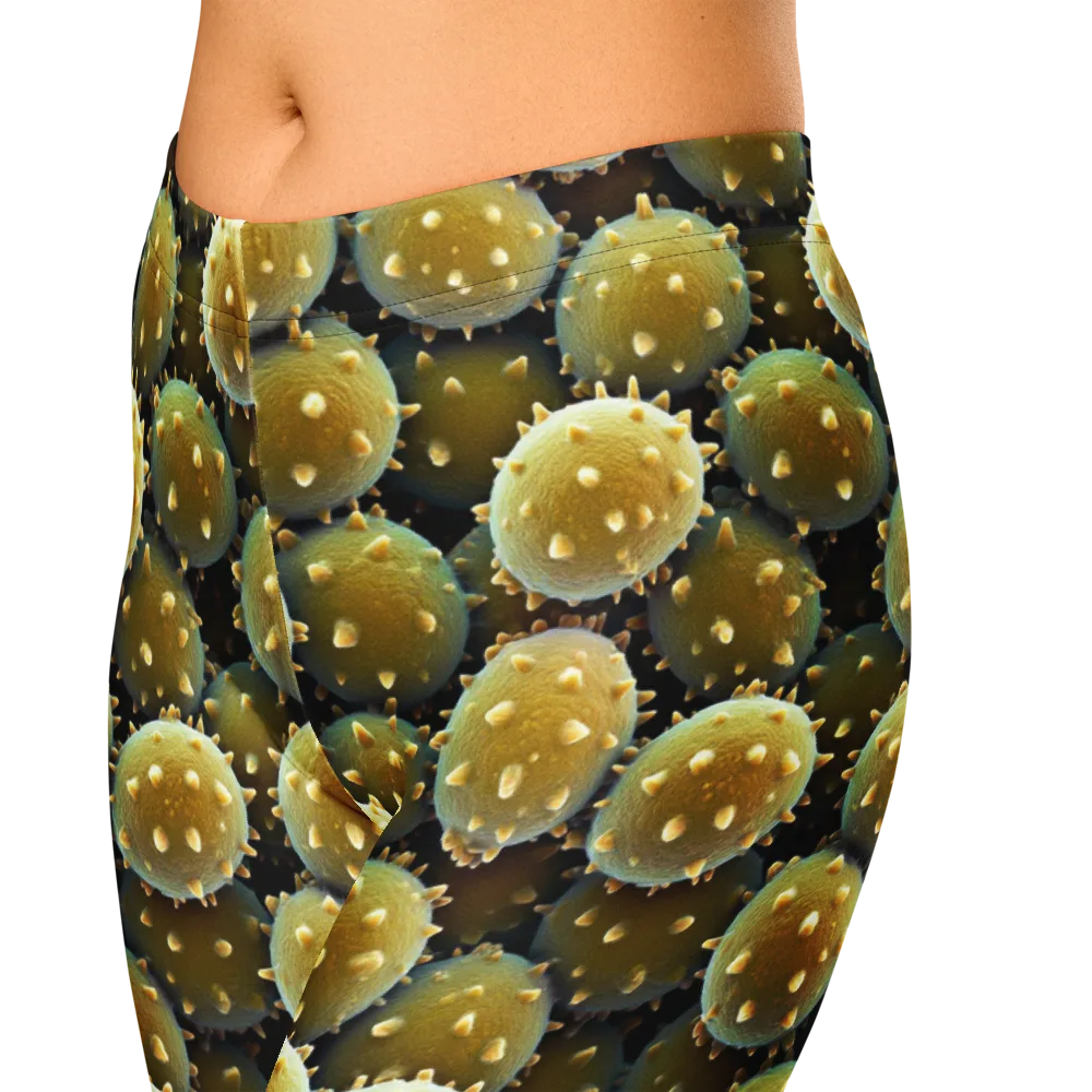 Golden Spore on Capri Leggings — Zoomed-in