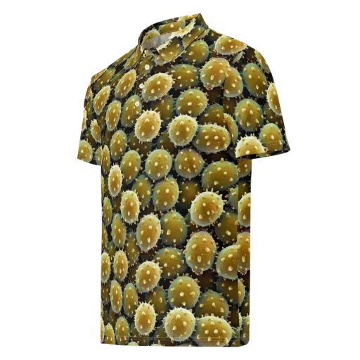 Golden Spore on a Men's Slim Fit Polo Shirt
