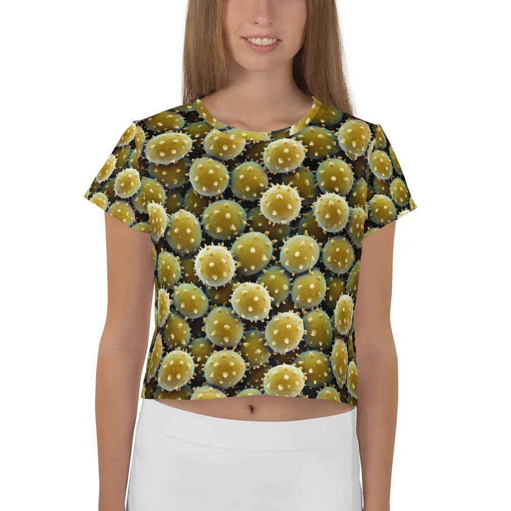 Golden Spore on Crop Tee — Front