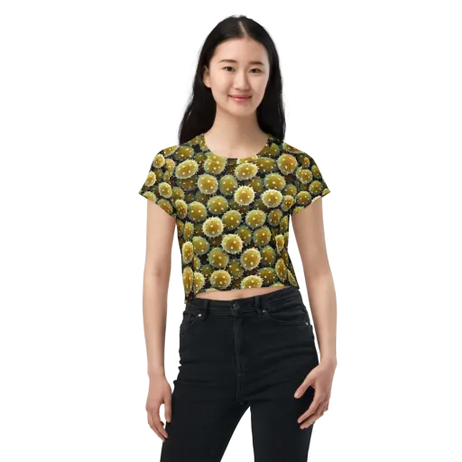 Golden Spore on a Crop Tee