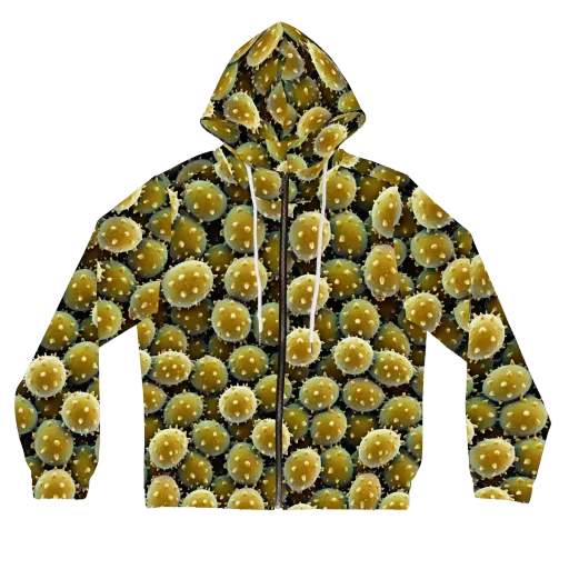 Golden Spore on a Women's Full-Zip Hoodie