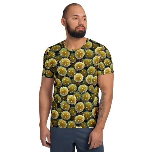 Golden Spore on a Men's Athletic T-Shirt