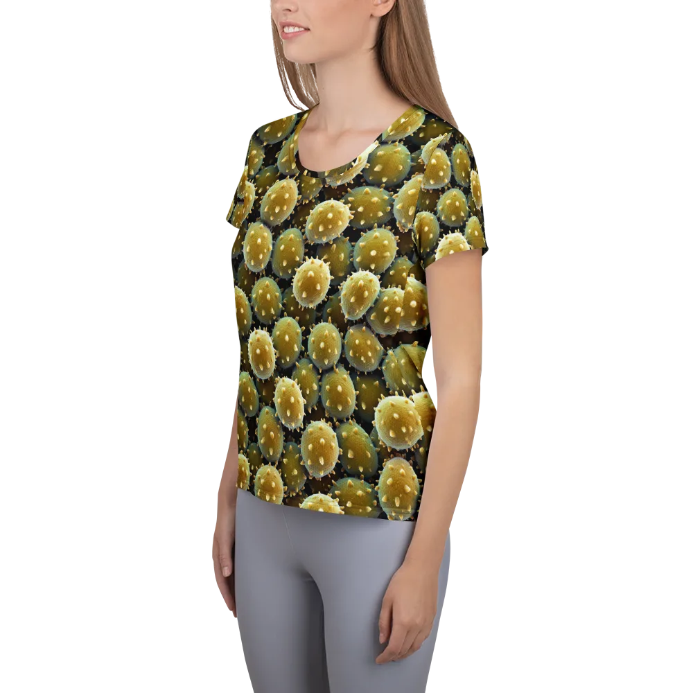 Golden Spore on Women's Athletic T-Shirt — Left