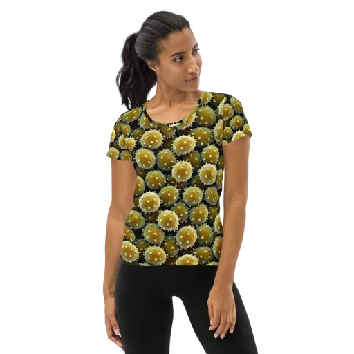 Golden Spore on a Women's Athletic T-Shirt