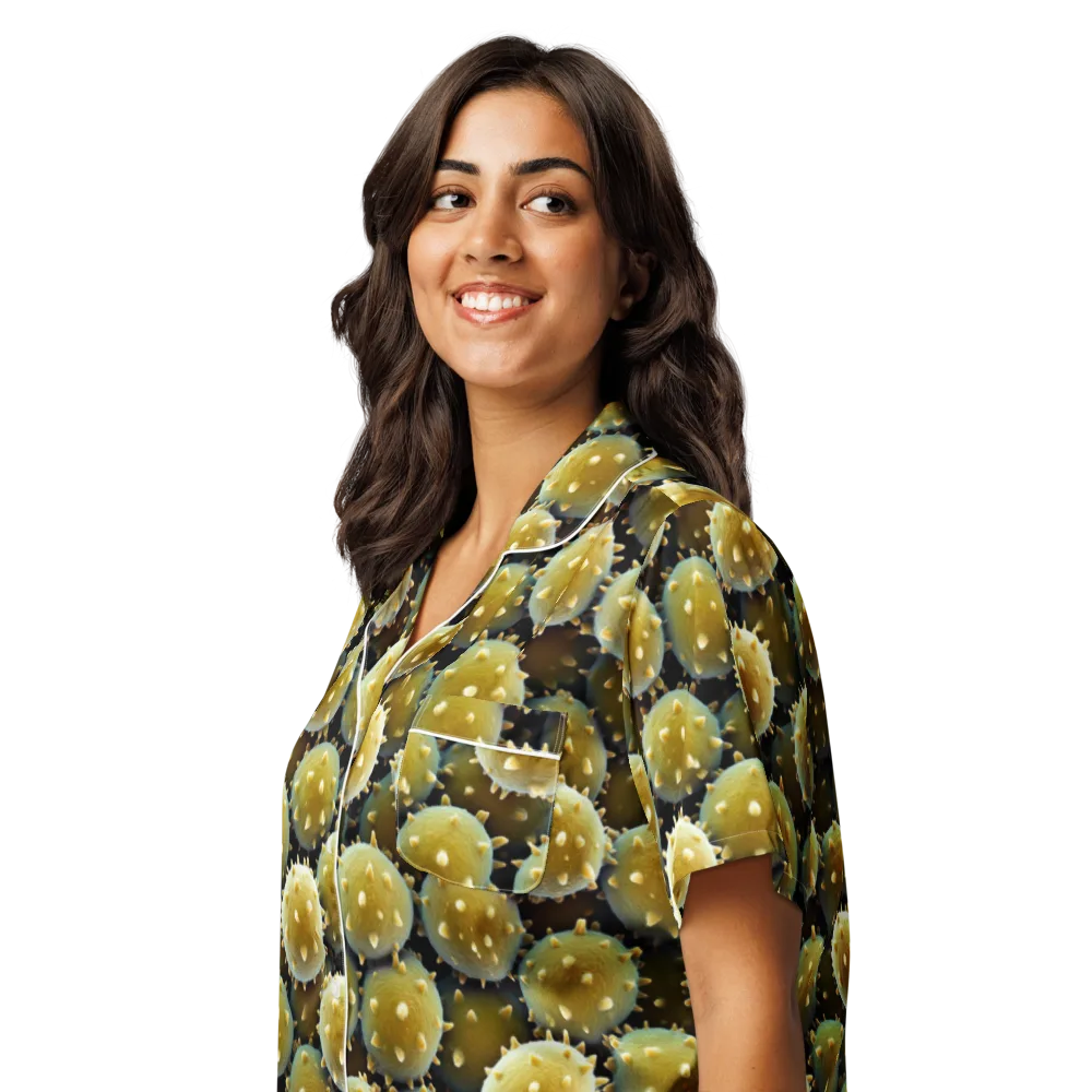 Golden Spore on Women's Short Sleeve Pajama Top — Left Front