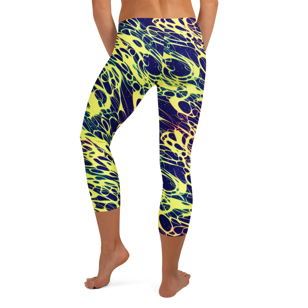 Acid Starfield on Capri Leggings — Back
