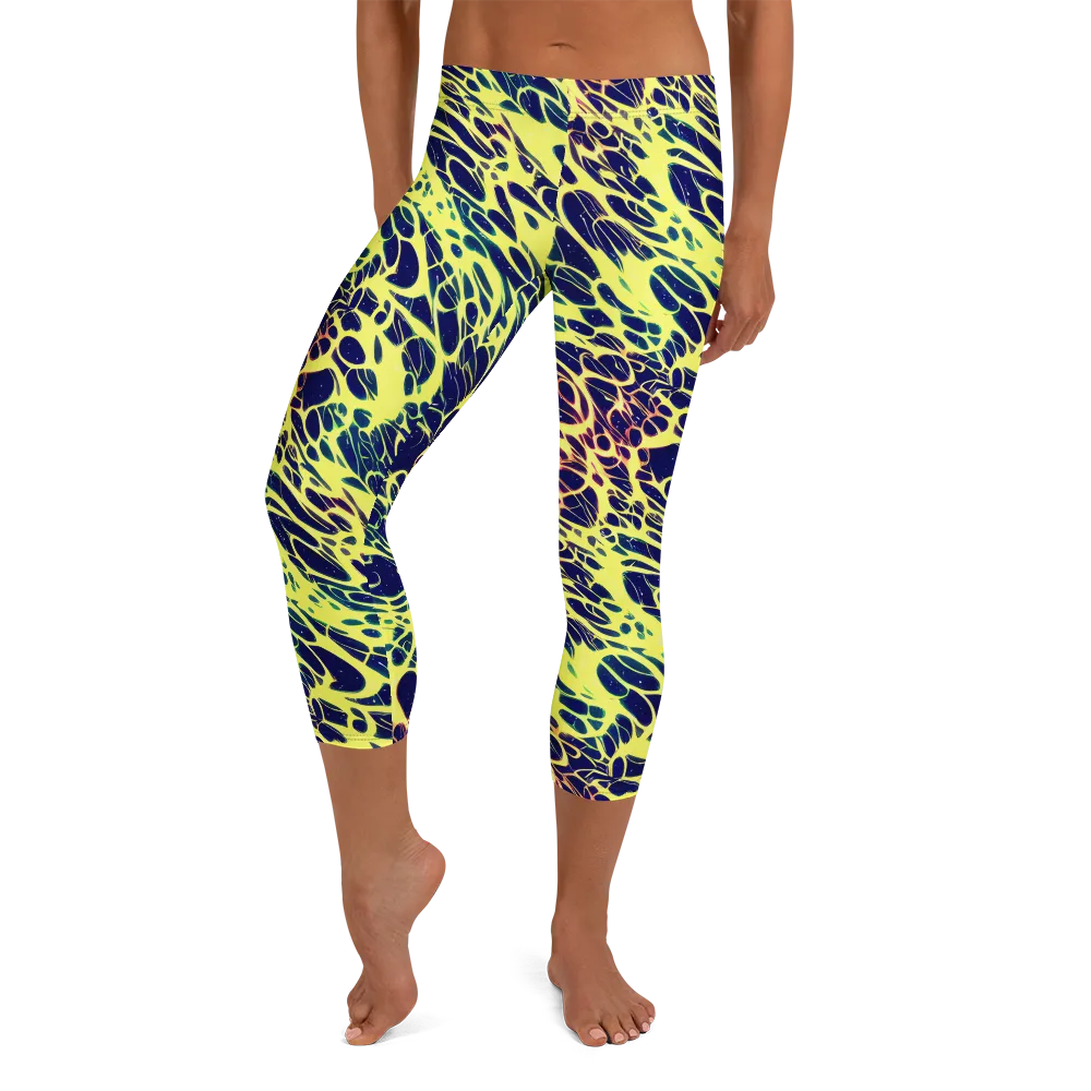 Acid Starfield on Capri Leggings — Front