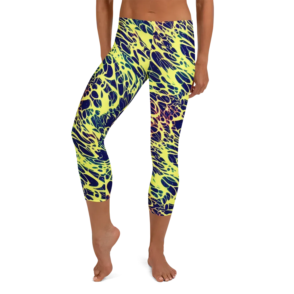 Acid Starfield on Capri Leggings — Front