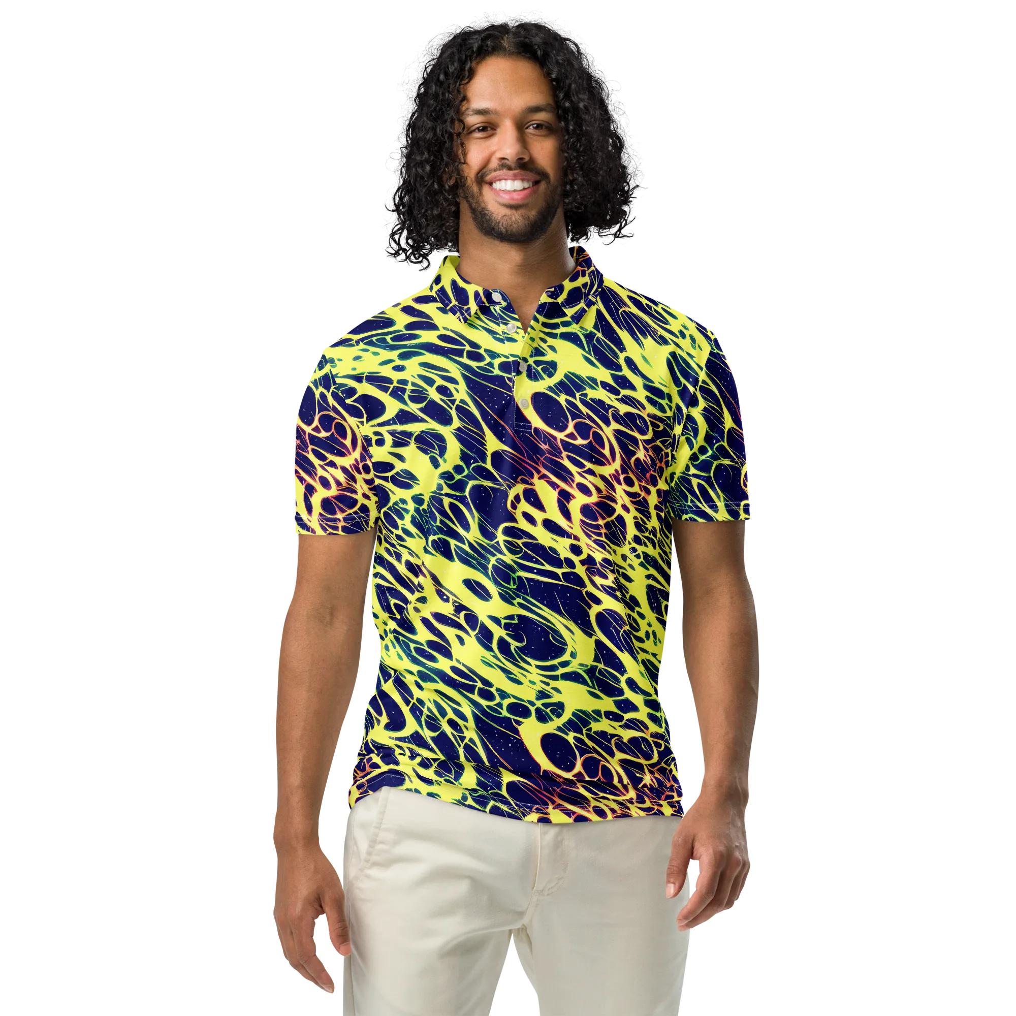 Acid Starfield on Men's Slim Fit Polo Shirt — Front