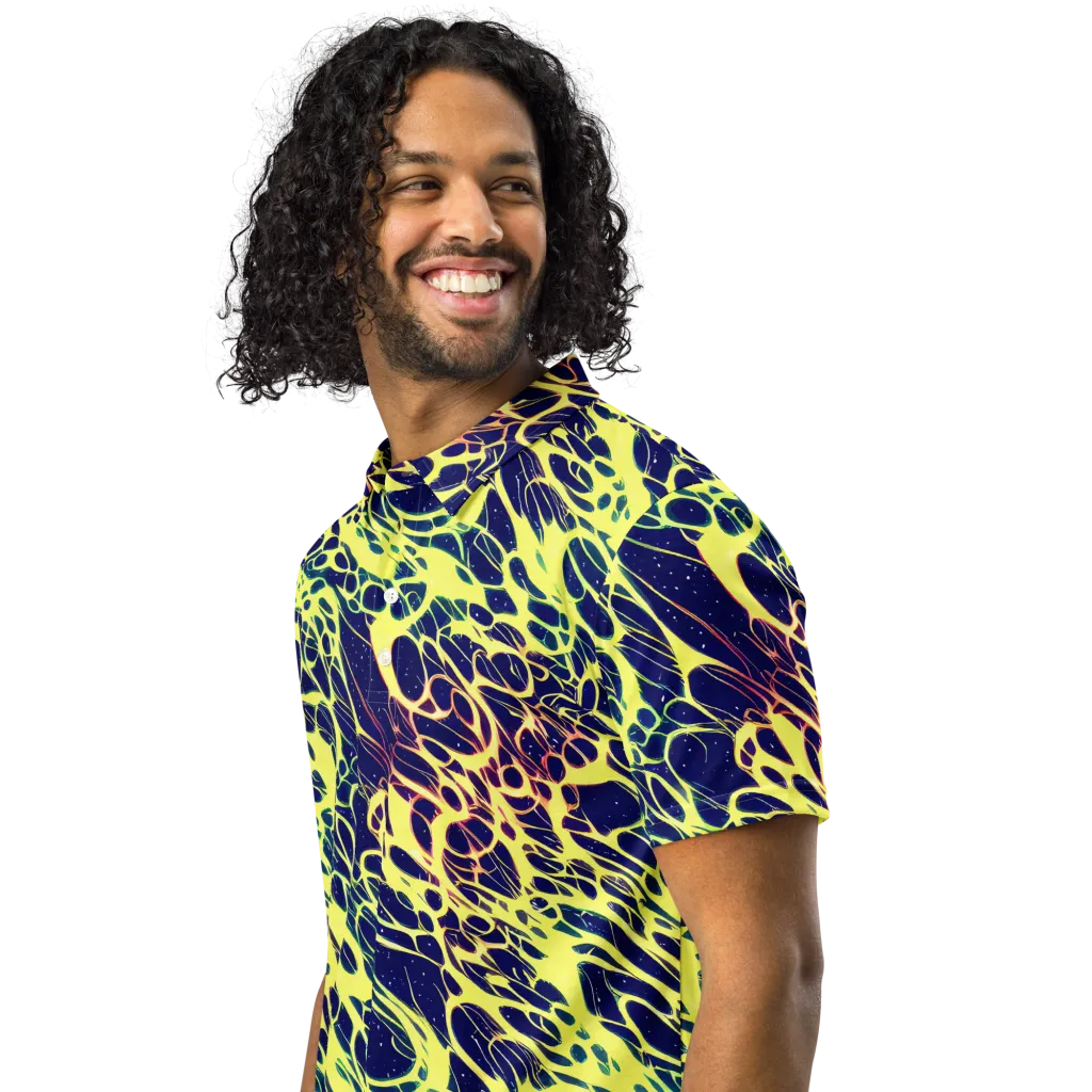 Acid Starfield on Men's Slim Fit Polo Shirt — Left Front
