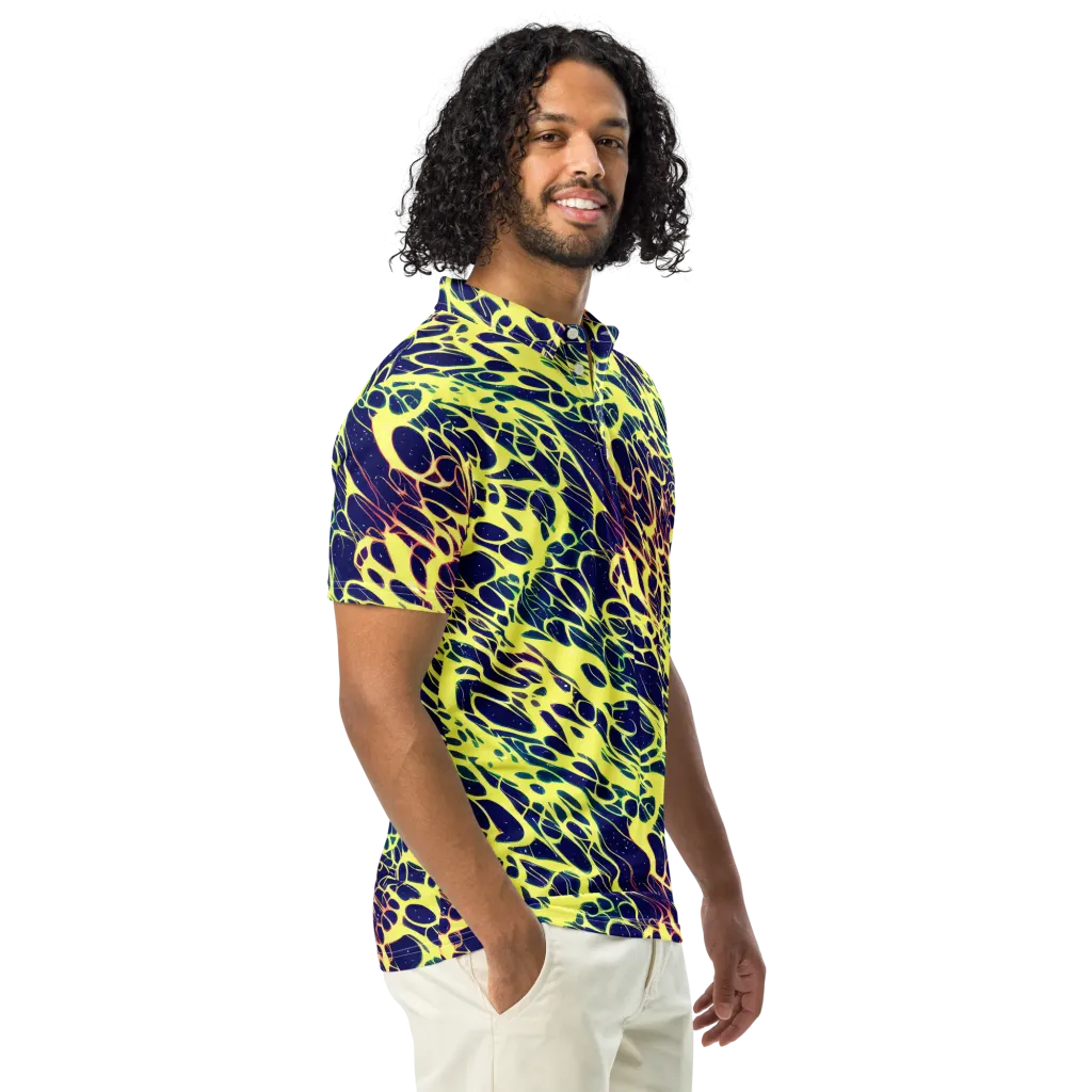 Acid Starfield on Men's Slim Fit Polo Shirt — Right Front