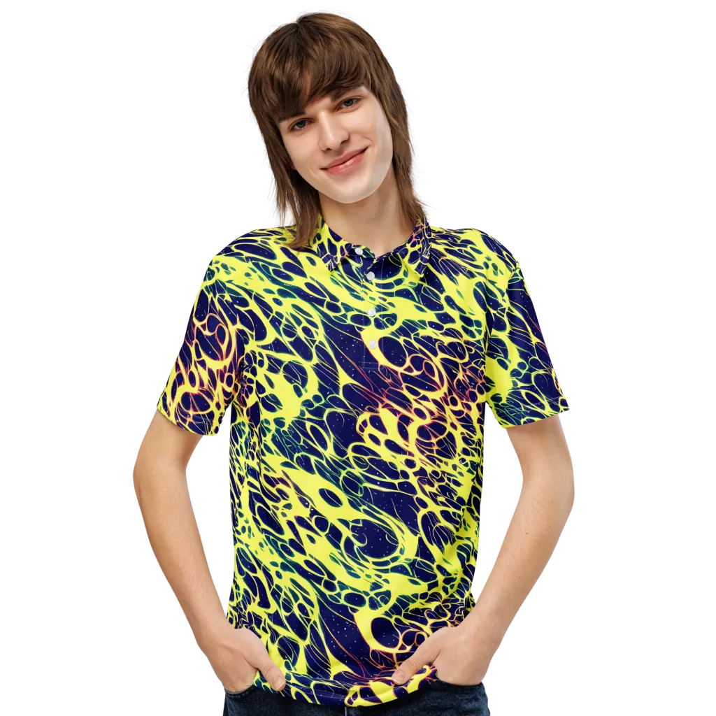 Acid Starfield on Men's Slim Fit Polo Shirt — Front