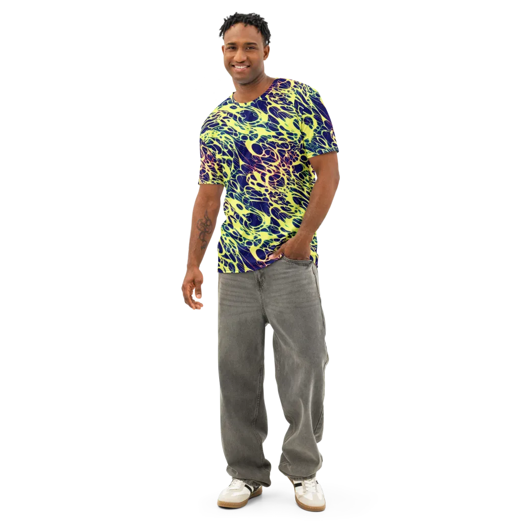 Acid Starfield on Men's Cotton Crew Neck T-Shirt — Front