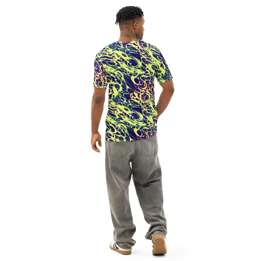 Acid Starfield on Men's Cotton Crew Neck T-Shirt — Back