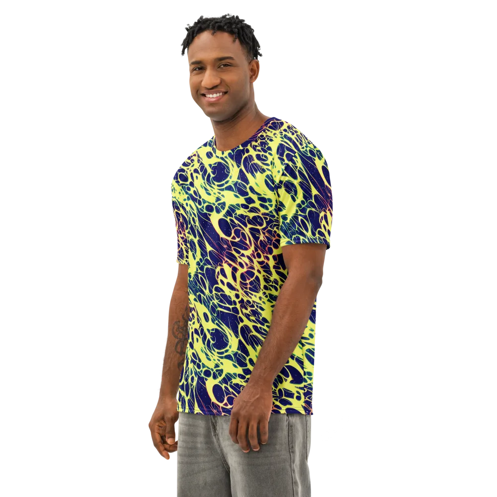 Acid Starfield on Men's Cotton Crew Neck T-Shirt — Left Front