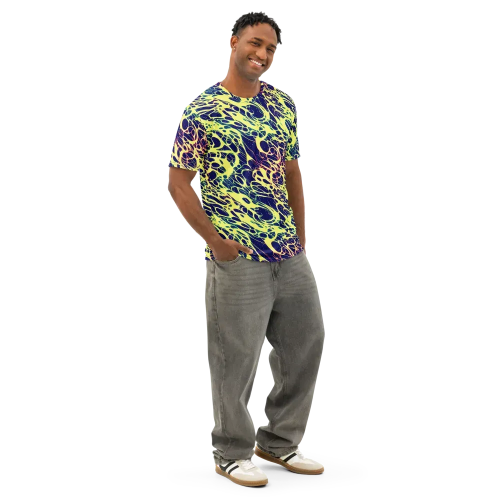 Acid Starfield on Men's Cotton Crew Neck T-Shirt — Right Front